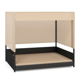 Elevated Wicker Dog House for Small to Medium Breeds