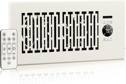 Register Booster Fan Fits 4' x 10' Register Holes, Smart Control Heating Cooling AC Vent Fan (Color: Milky white)
